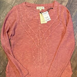 Pink Rose Textured Knit Sweater in Rosewood